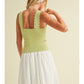 Melon Scallop Sleeveless Sweater Top