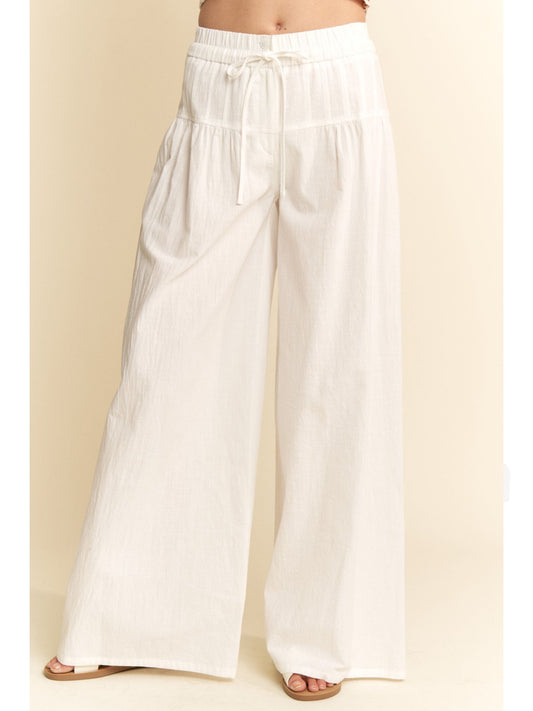 Pintucked Waist Line Linen Pants