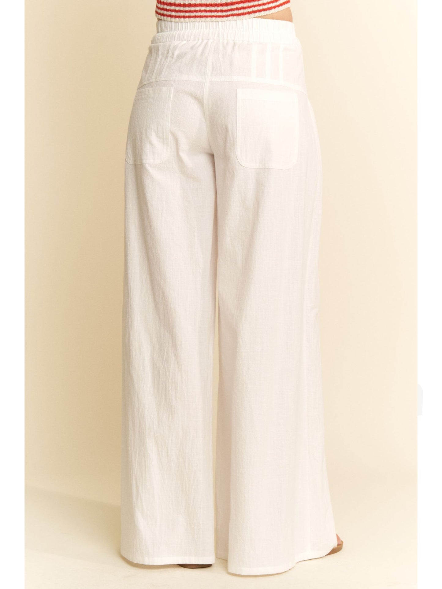 Pintucked Waist Line Linen Pants