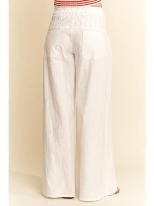 Pintucked Waist Line Linen Pants
