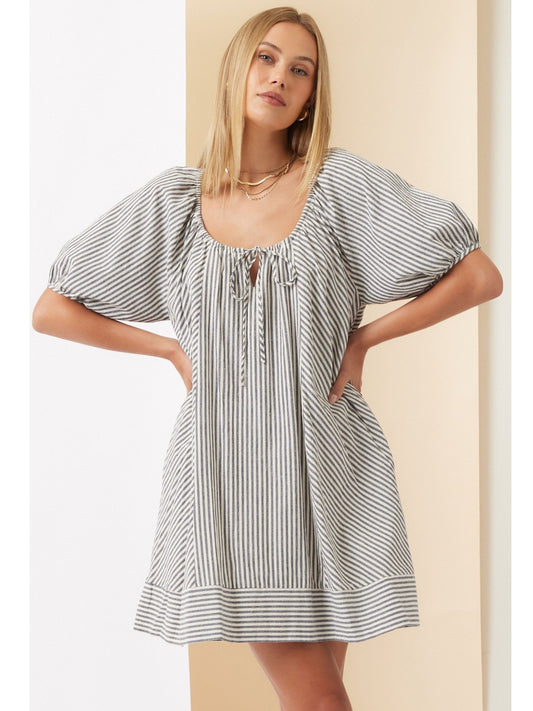 Austin Striped Puff Sleeve Dress