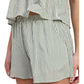 Olive Striped Shorts With Elastic Waistband