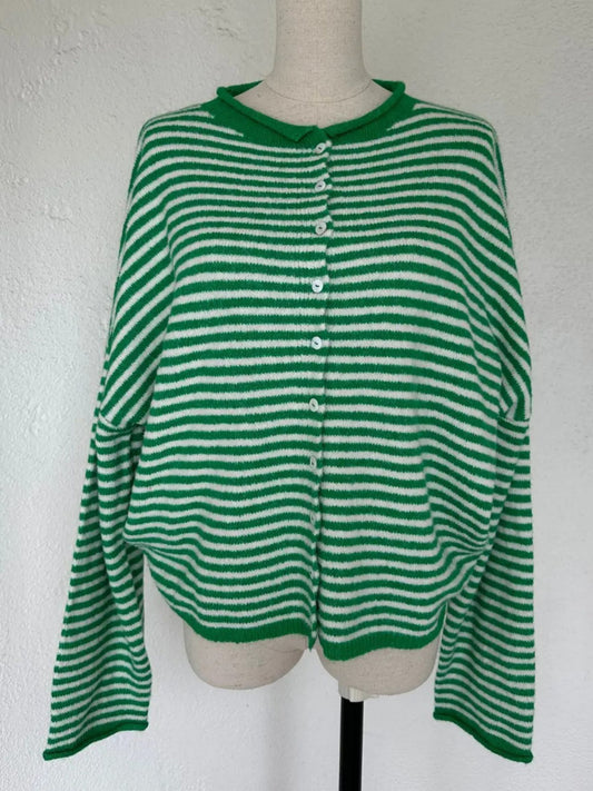 Piper Cardigan - Green Stripe