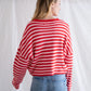 Piper Cardigan - Pink/Red Stripe