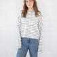 Piper Cardigan - Grey/White Stripe