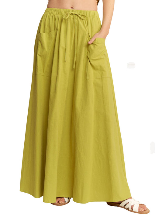 Linen Side Pocket Maxi Skirt
