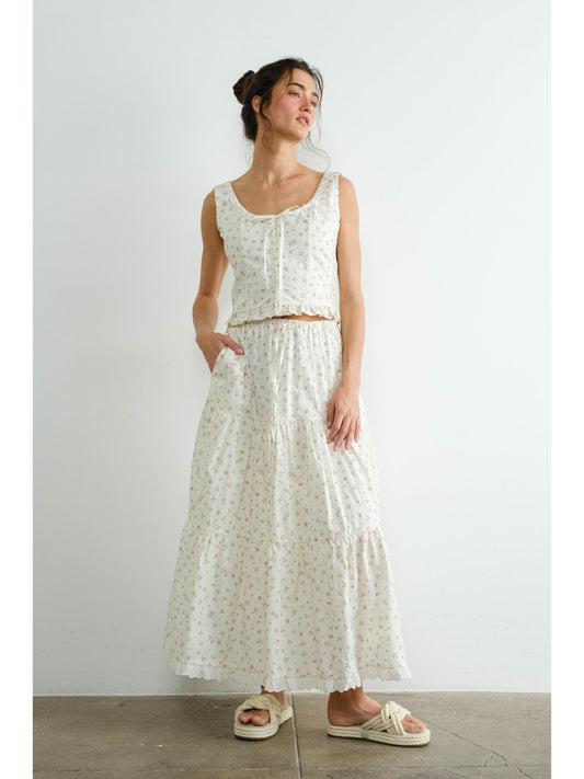 Lila Floral Lace Trim Skirt