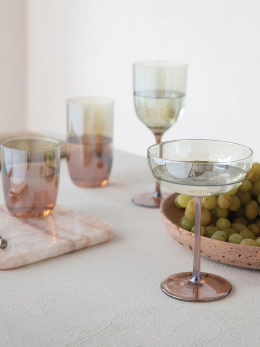 Iridescent Finish Stemmed Wine Glass