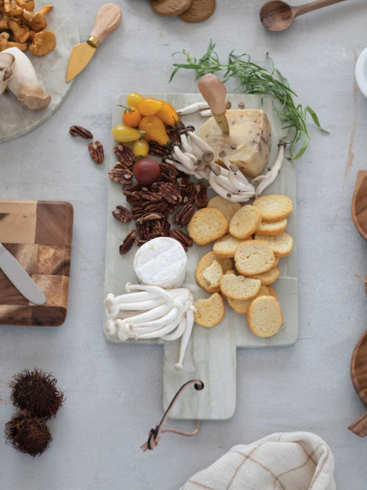 Marble Cheese/Cutting Board with Leather Tie and Handle