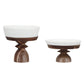 Stoneware Serving Dishes w/ Acacia Wood Pedestals - Pick up only
