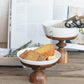 Stoneware Serving Dishes w/ Acacia Wood Pedestals - Pick up only