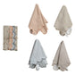 Cotton Printed Scalloped Napkins w/ Check Pattern & Stitched Edge, Set of 4 Tied w/ Jute