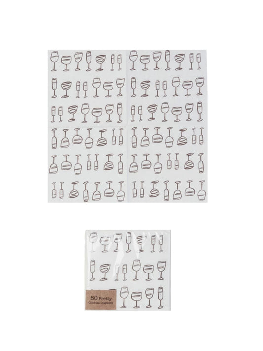 Paper Cocktail Napkins w/ Wine Art