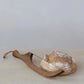Wood Bread Bow Knife w/ Stainless Steel Blade & Faux Leather Tie