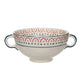 Stoneware Bowl w/ Handles & Pattern