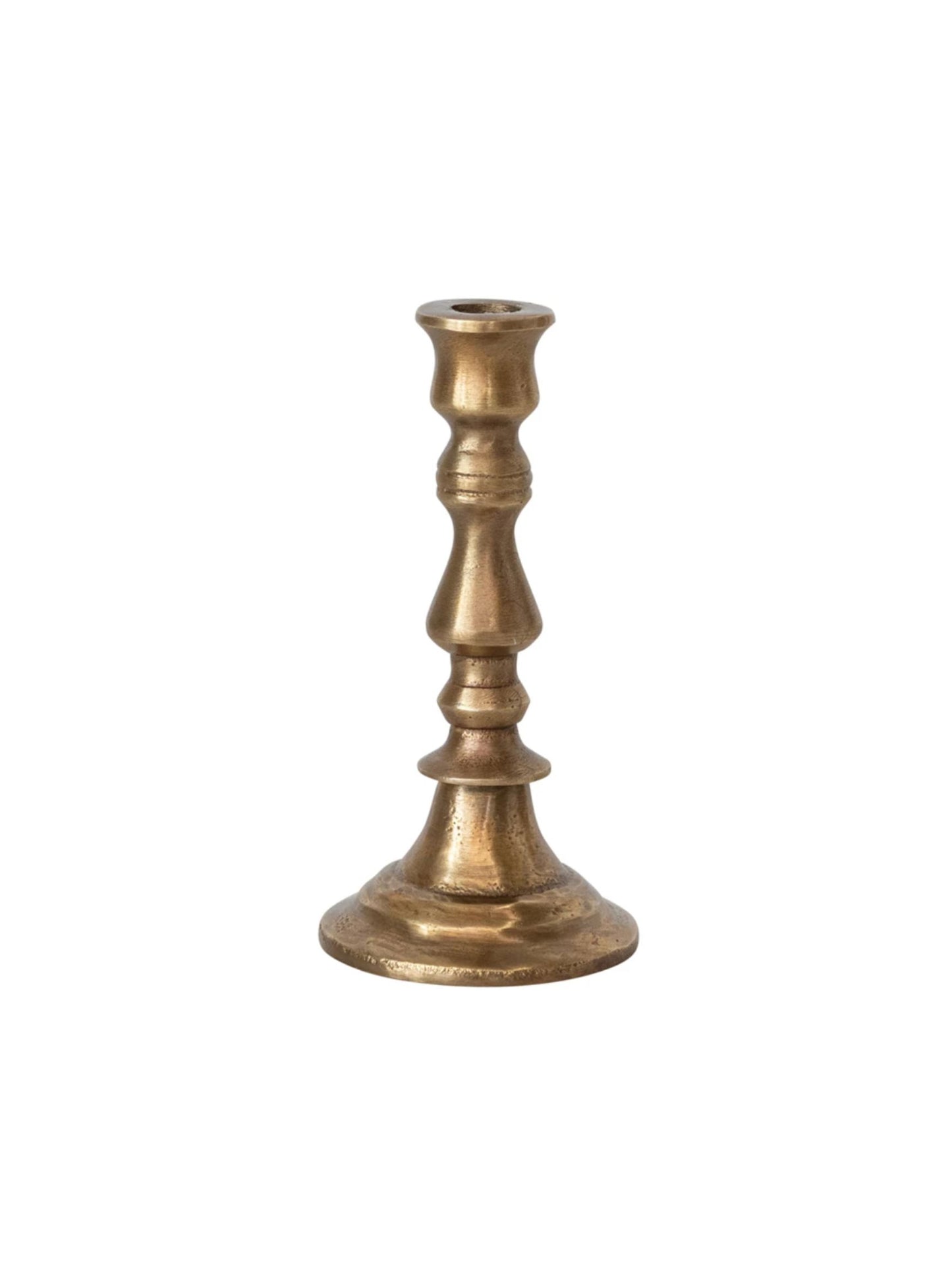 Cast Aluminum Taper Holder, Antique Brass Finish