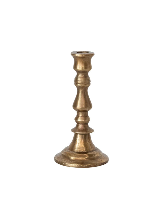 Cast Aluminum Taper Holder, Antique Brass Finish