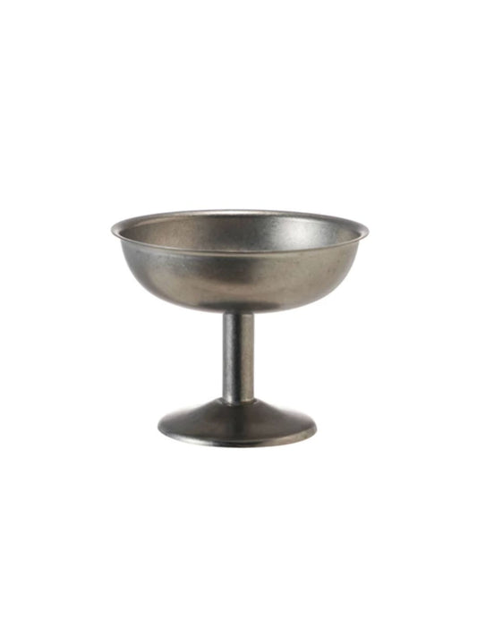 Stainless Steel Footed Coupe Glass/Dish, Brushed Pewter Finish