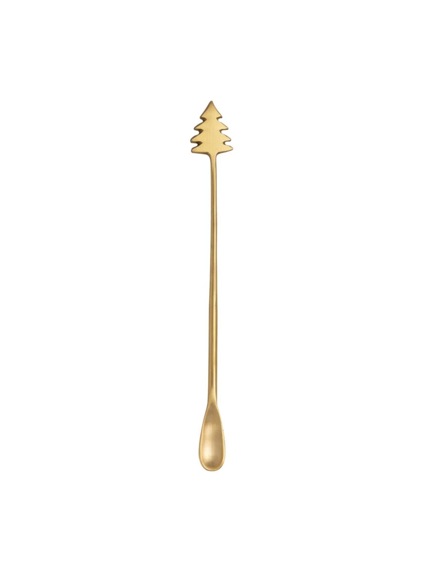 Brass Cocktail Spoon with Christmas Tree Handle