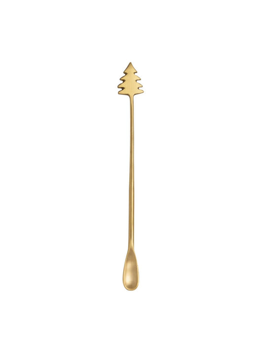Brass Cocktail Spoon with Christmas Tree Handle