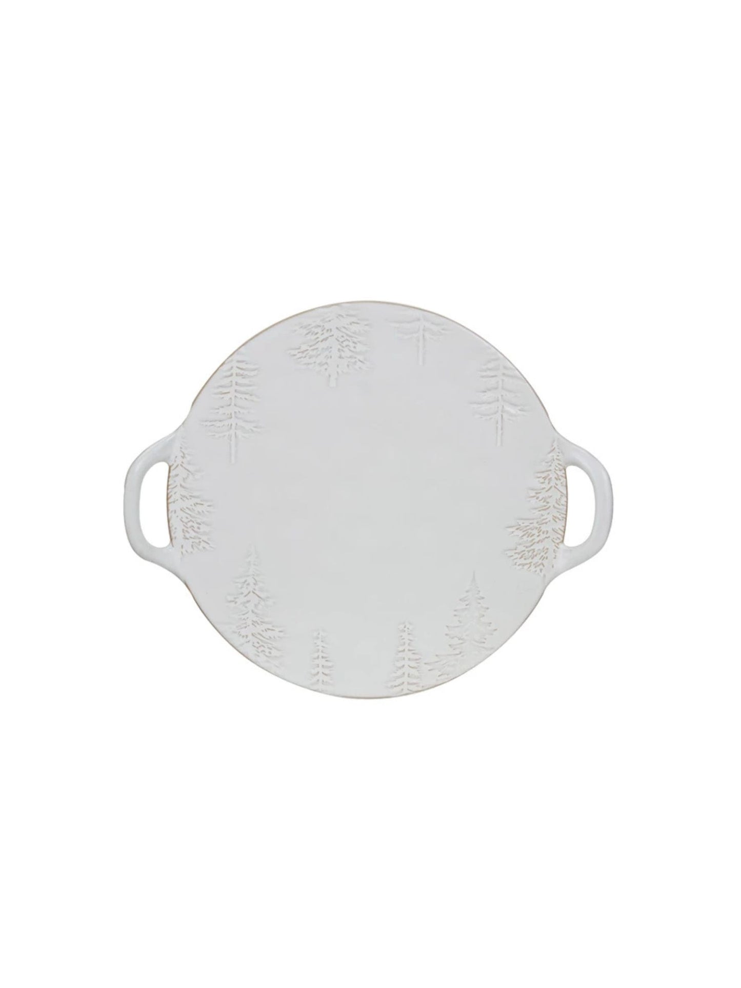 Debossed Stoneware Tray/Platter w/ Trees & Handles (PICK UP ONLY)