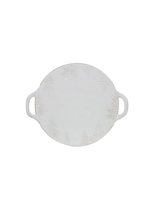 Debossed Stoneware Tray/Platter w/ Trees & Handles (PICK UP ONLY)