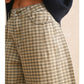 Mini Checker Pattern Barrel Pants