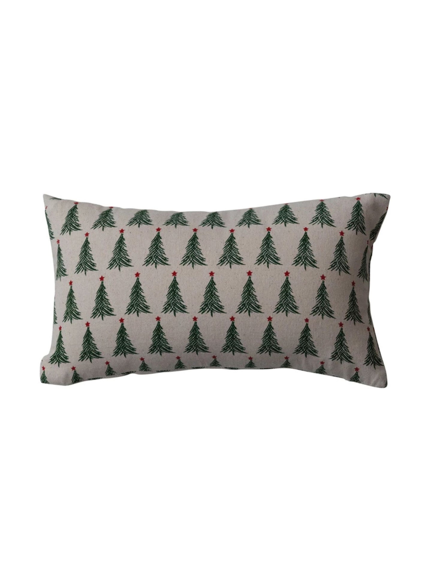 Stonewashed Cotton Tree Printed Lumbar Pillow