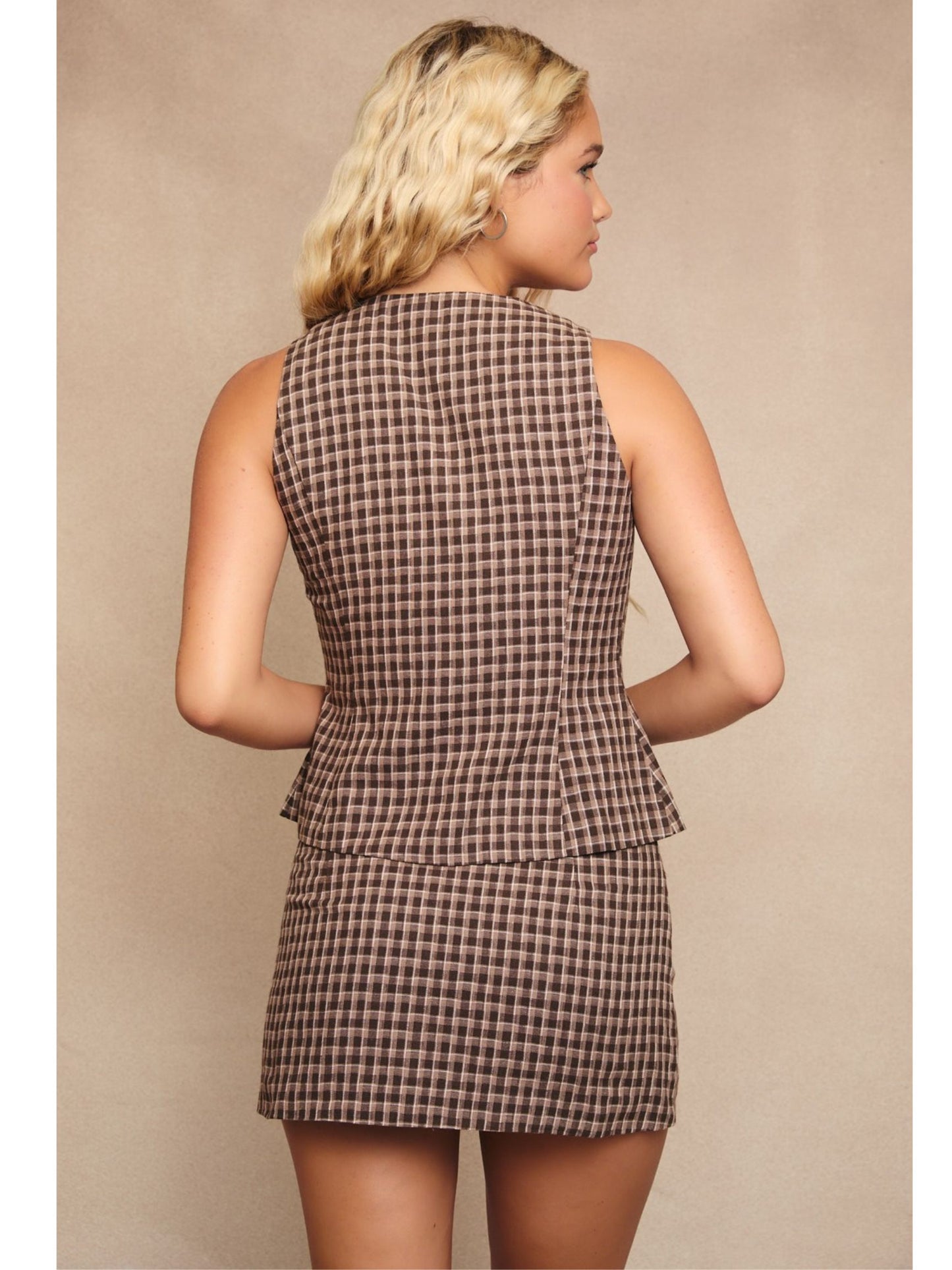 Elizabeth Gingham Vest Skirt