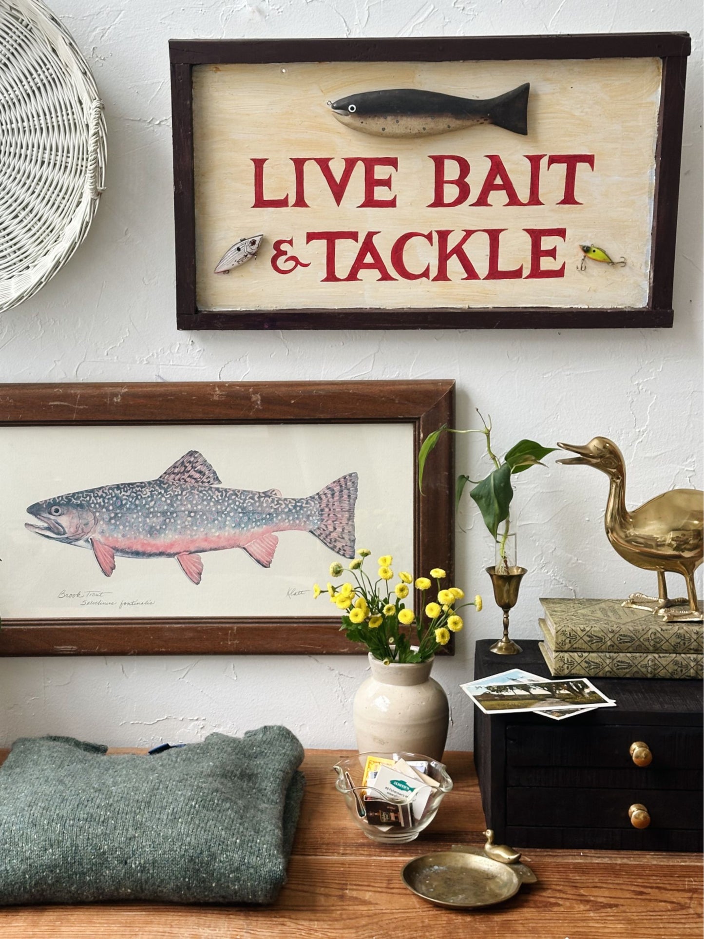 Vintage Handpainted Live Bait Sign - Pick Up Only