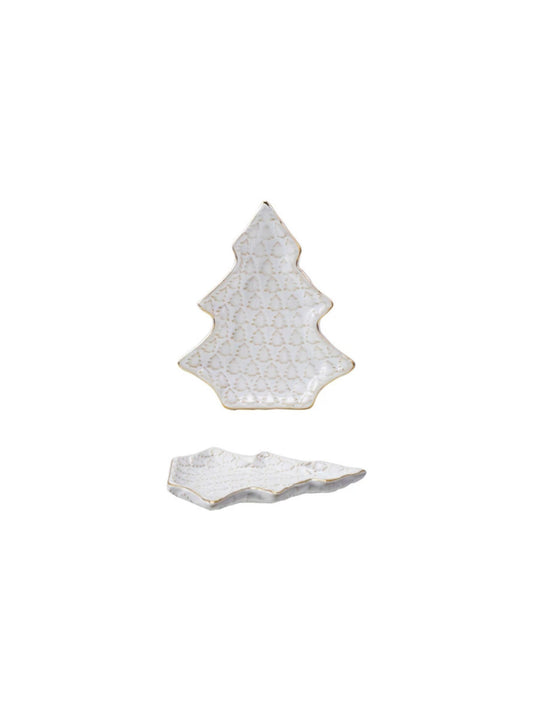 Stoneware Tree Shaped Plate with Trees