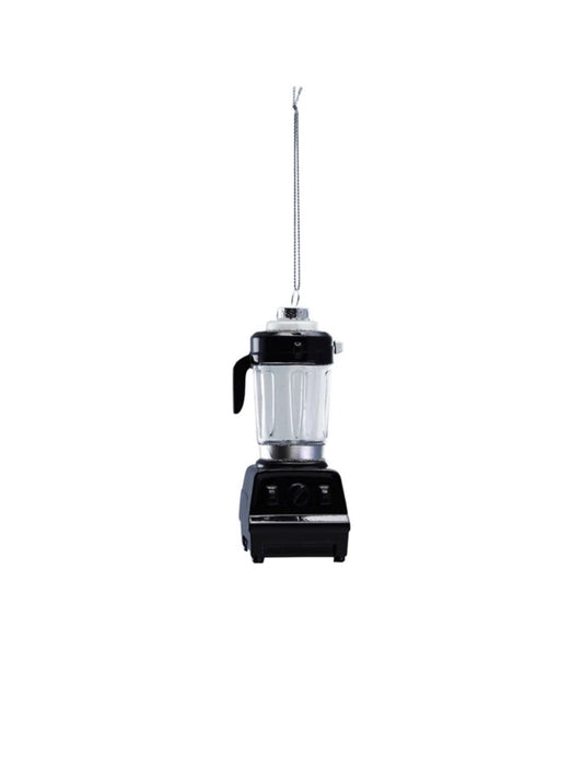 Glass Blender Ornament with Glitter, Black & Silver Finish
