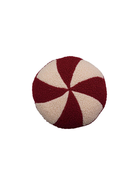 Fabric Faux Sherpa Peppermint Shaped Pillow
