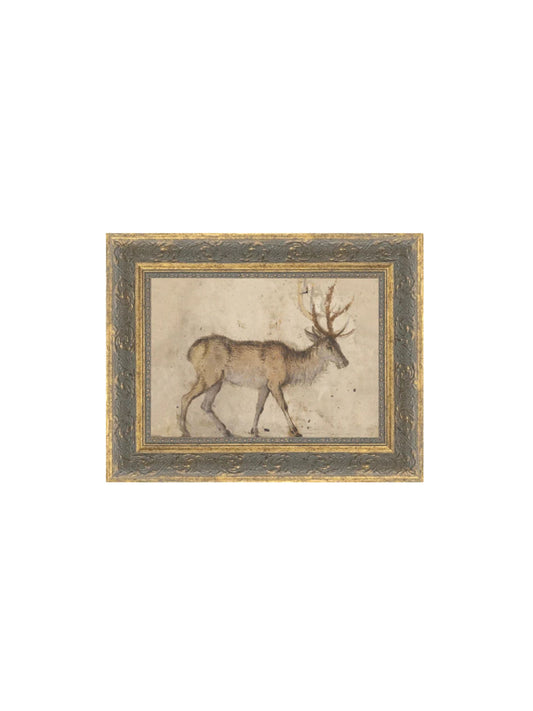 Vintage Reindeer Framed Picture 7x5