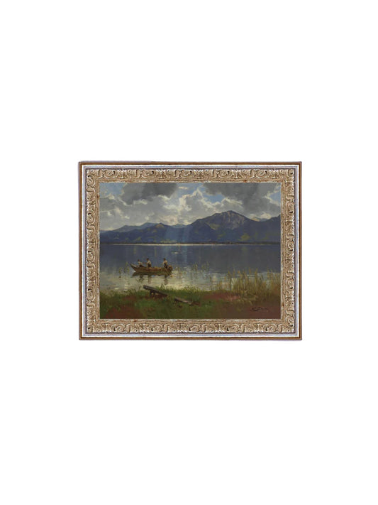 Fisherman On Lake Framed Picture 10x8