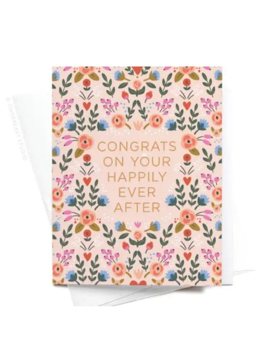 Congrats On Your Happily Ever After Floral Greeting Card