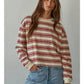 Knit Cotton Multicolor Stripe Crew Neck