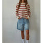 Knit Cotton Multicolor Stripe Crew Neck