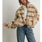 Fuzzy Fleece Zip-front Patterned Jacket
