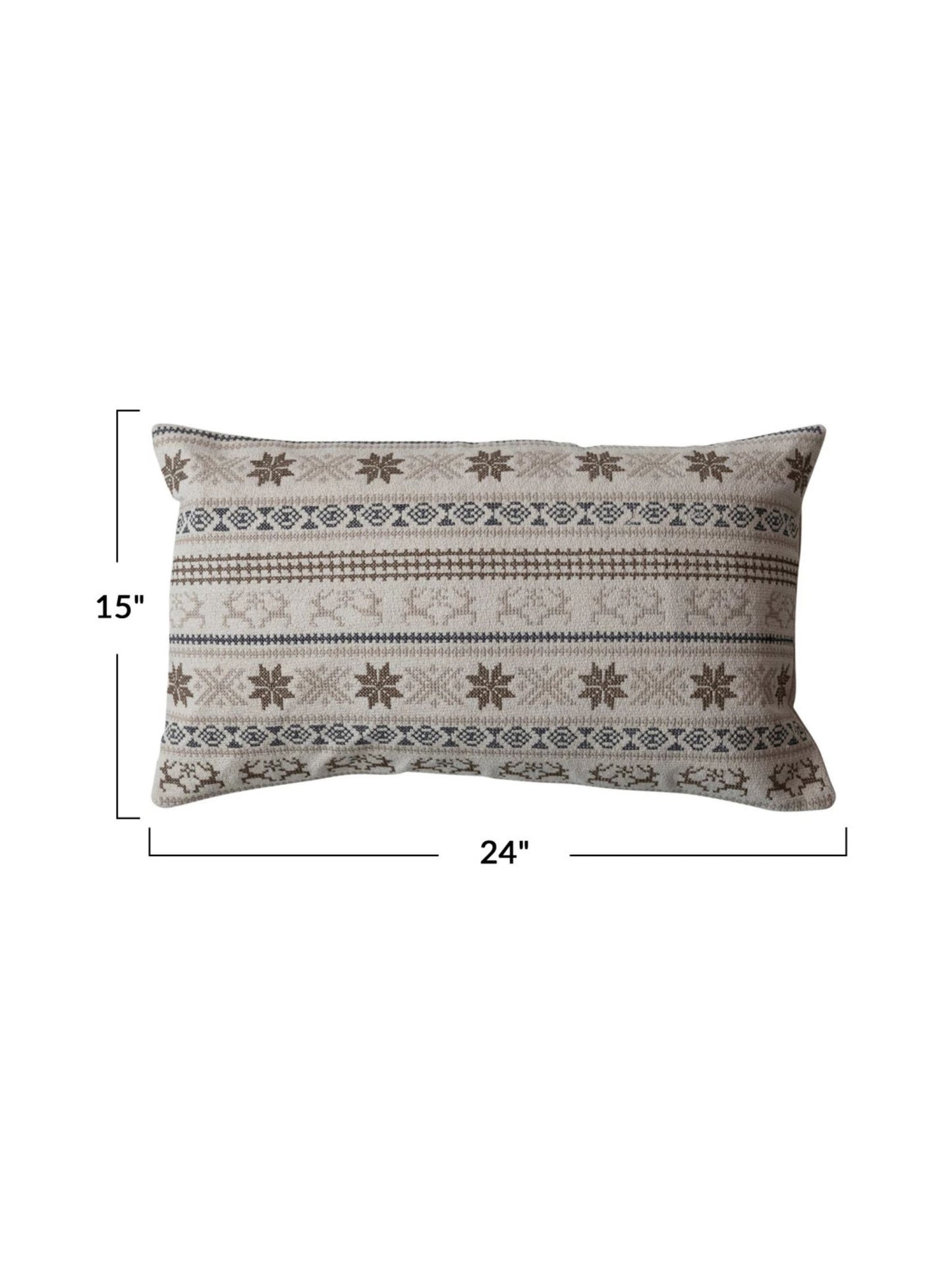 Cotton Embroidered Lumbar Pillow w/ Chambray Back