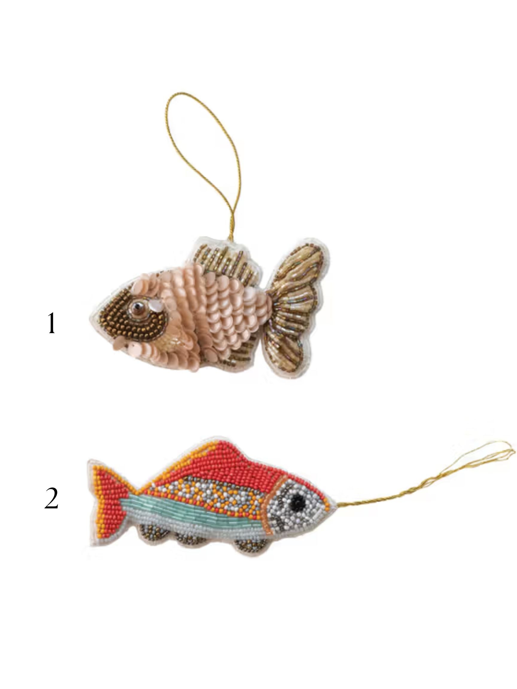 Handmade Beaded Fabric Fish Ornament with Sequin – The Native One