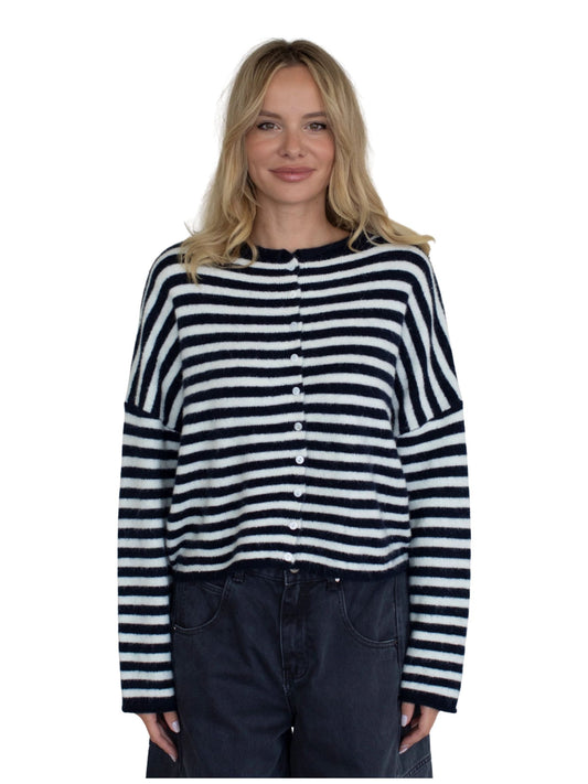Piper Cardigan - Navy/White Stripe