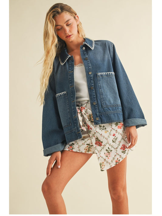Blanket Stitch Denim Jacket
