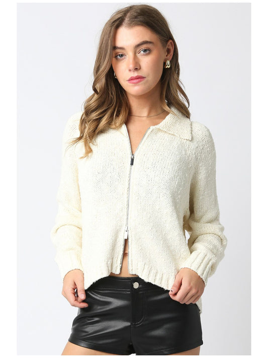 Riya Zip Up Knit Sweater