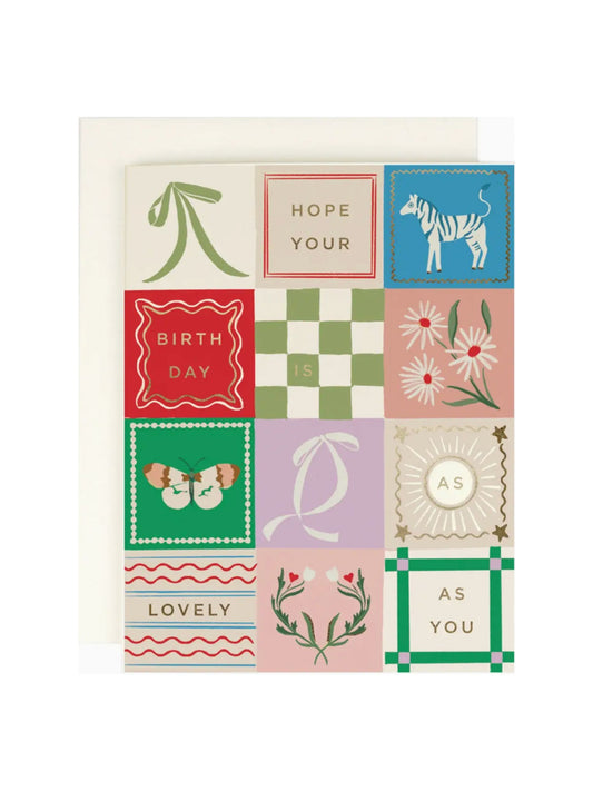Lovely As You Patchwork Birthday Card