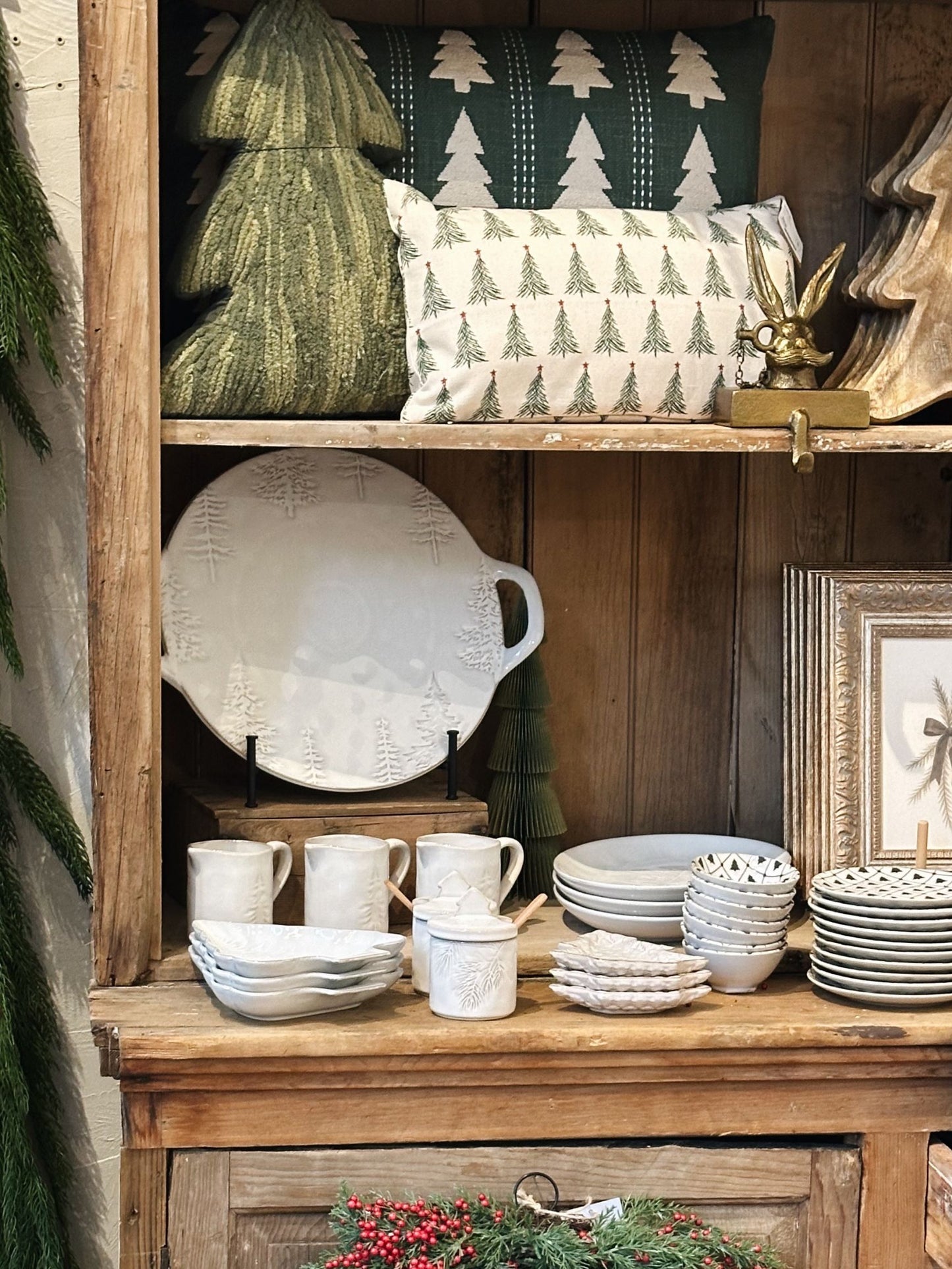 Stonewashed Cotton Tree Printed Lumbar Pillow