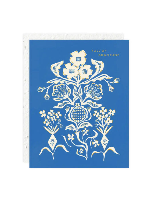 Blue Flower Bouquet Thank You Card