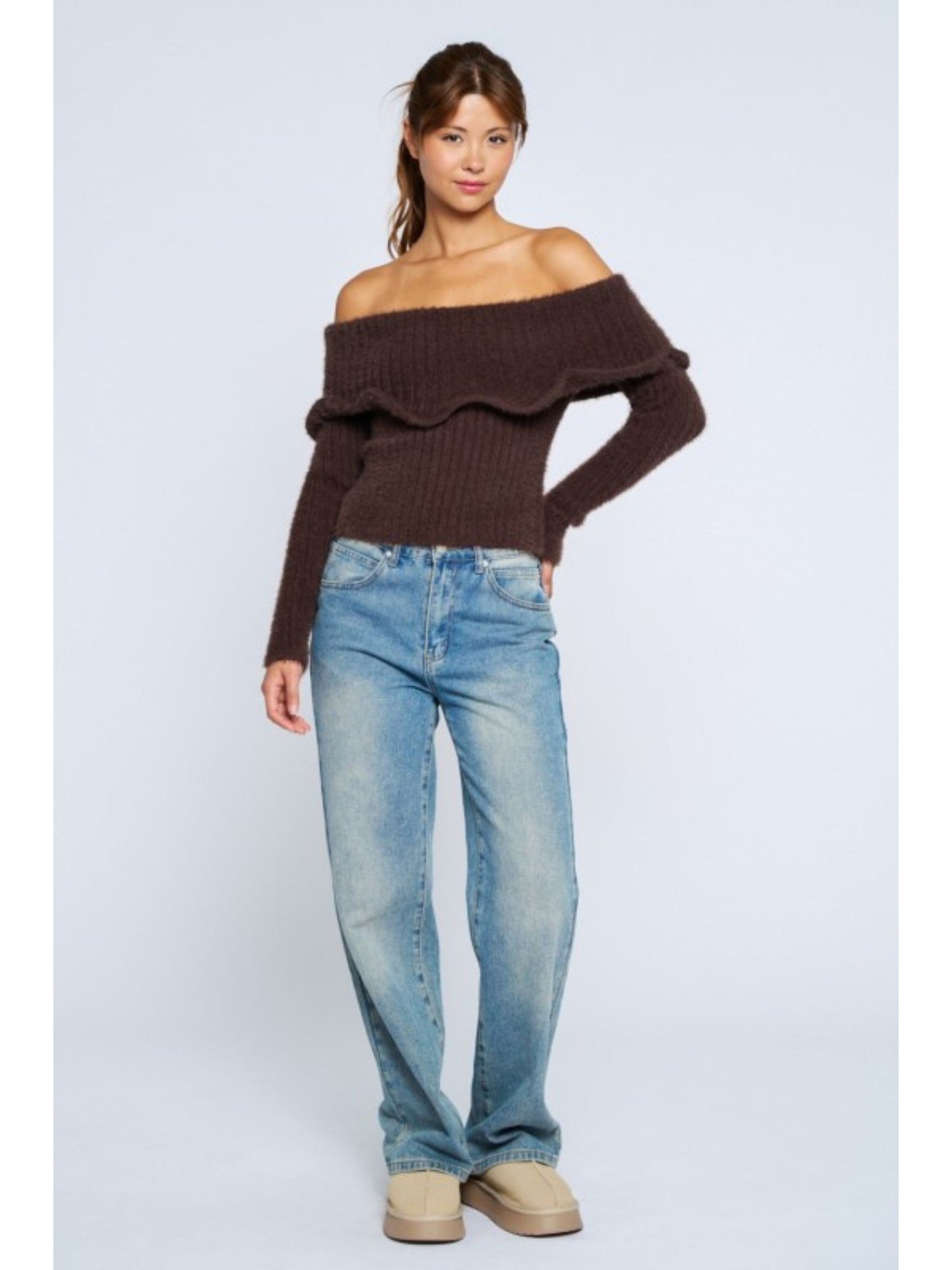 Off The Shoulder Wire Sweater Top