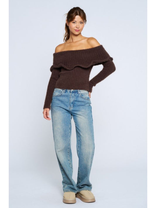 Off The Shoulder Wire Sweater Top