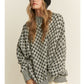 Cleo Oversized Mock Neck Checkered Sweater